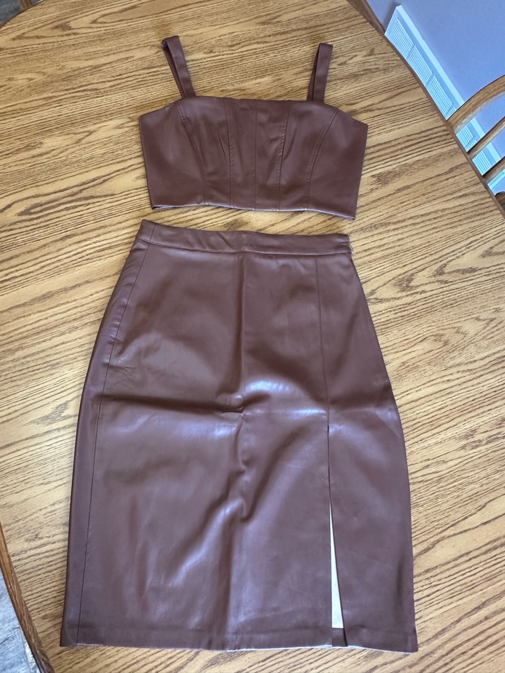 Jason Wu Chocolate Brown Faux Leather Pencil Skirt